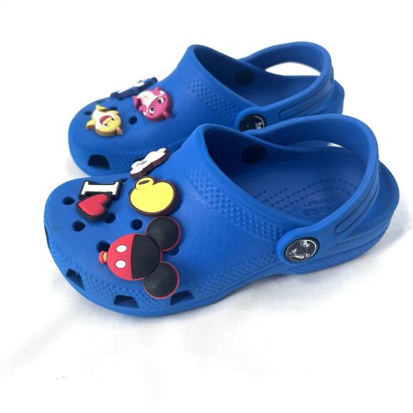 Crocs Classic Clogs Blue Rubbber Sandals Shoes Kids Size C10 - Picture 4 of 7